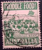 Selo postal da Austrália de 1953 Cows Beef U