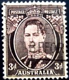 Selo postal da Austrália de 1941 King George VI 3 U