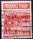 Selo postal da Austrália de 1953 Cows Butter U