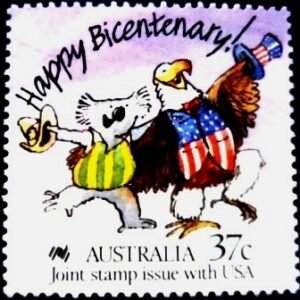 Selo postal da Austrália de 1988 Joint Stamp With USA U