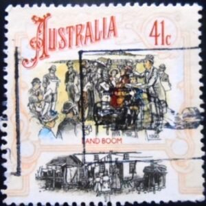 Selo postal da Austrália de 1990 Auctioning Building Plots Land Boom U