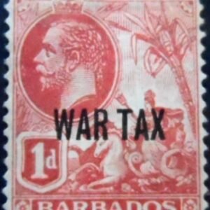 Selo postal de Barbados de 1917 War Tax 1 N