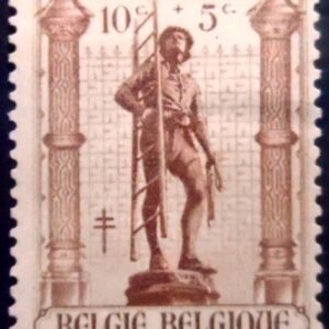 Selo postal da Bélgica de 1943 Roofer by Constant Albert Desenfans N