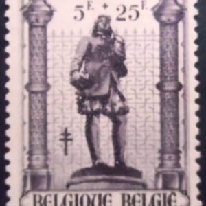Selo postal da Bélgica de 1943 Clockmaker by Jean Cuypers N