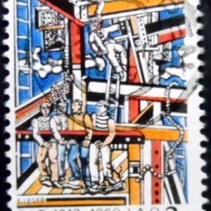 Selo postal da Bélgica de 1969 The Builders by F. Leger