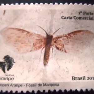 Selo postal do Brasil de 2016 Fóssil de Mariposa U