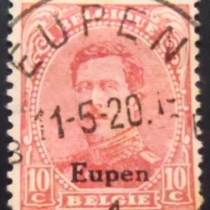 Selo postal de Eupen de 1920 King Albert I Overprint "Eupen" 10 U