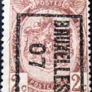 Selo postal Préfranqueado de 1907 Coat of Arms 2 overprint BRUXELLES 07