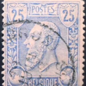 Selo postal da Bélgica de 1885 King Leopold II 25 U
