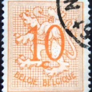 Selo postal da Bélgica de 1951 Number on Heraldic Lion 10 U sev