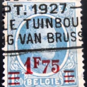 Selo postal da Bélgica de 1927 King Albert I Type Houyoux Surcharged 1.75 U