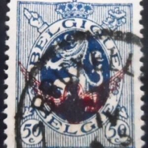 Selo postal da Bélgica de 1930 Heraldic Lion with Overprint Winged Wheel U D