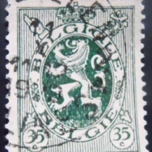 Selo postal da Bélgica de 1929 Heraldic Lion 25 U sev