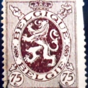 Selo postal da Bélgica de 1932 Heraldic Lion 75 U sev