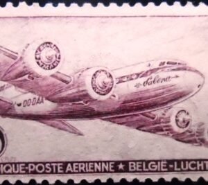 Selo postal da Bélgica de 1946 Douglas DC 4 N