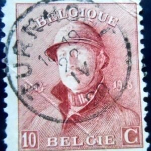 Selo postal da Bélgica de 1919 King Albert I with Helmet 10 U