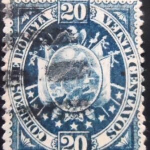 Selo postal da Bolívia de 1894 New Coat of arms 20 U