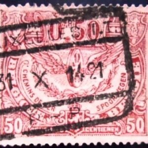 Selo postal da Bélgica de 1920 Issue of Mechelen Winged Wheel 50 U