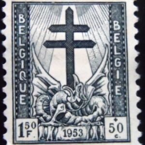 Selo postal da Bélgica de 1952 Cross of Lorraine and Dragon 1.50 + 0.50 N