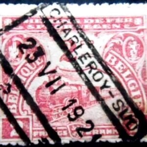 Selo postal da Bélgica de 1920 Issue of Mechelen Locomotive 2 U