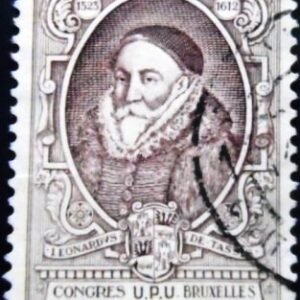 Selo postal da Bélgica de 1952 Baron Leonard I of Taxis U