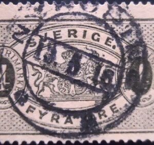 Selo postal da Suécia de 1893 Large Coat of Arms 4 U