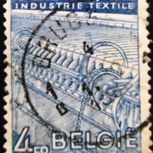 Selo postal da Bélgica de 1948 Textile Machinery 4 U