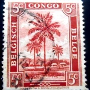 Selo postal do Congo Belga de 1942 Oil palm trees 5 U