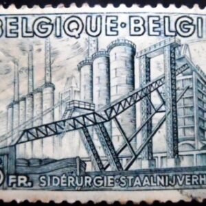 Selo postal da Bélgica de 1948 Steel Works 6 U
