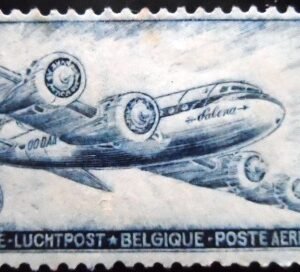 Selo postal da Bélgica de 1946 Douglas DC 4 N