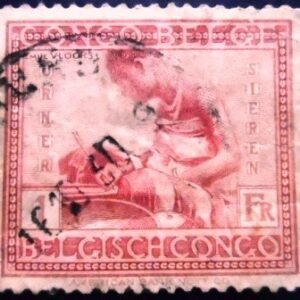 Selo postal do Congo Belga de 1927 Potter U