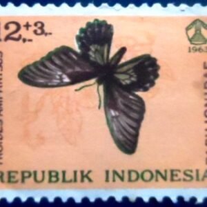 Selo postal da Indonésia de 1963 Golden Birdwing Butterfly M