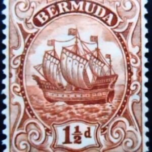 Selo postal de Bermuda de 1934 Sailing ship Sea Venture 1½ N