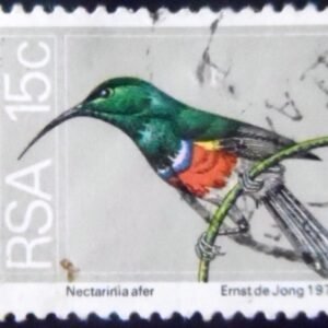 Selo postal da África do sul de 1974 Greater Double-collared Sunbird U