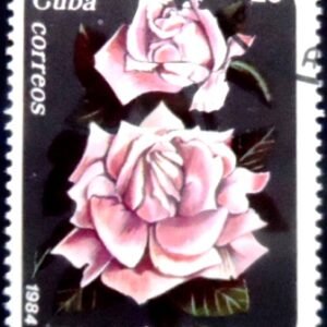 Selo postal de Cuba de 1984 Pink Roses MCC