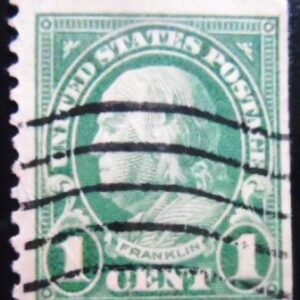Selo postal dos Estados Unidos de 1927 Benjamin Franklin 1 U FEru