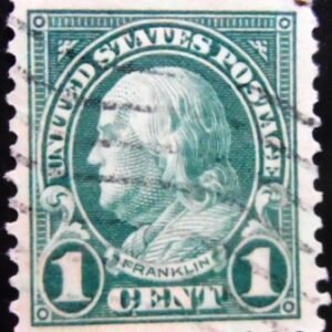 Selo postal dos Estados Unidos de 1923 Benjamin Franklin 1 U sev