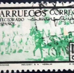 Selo postal do Protetorado de Marrocos de 1952 Holiday procession U