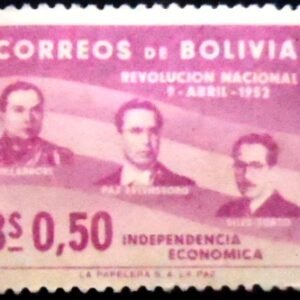 Selo postal da Bolívia de 1953 G.Villarroel and V.Paz Estenssoro and H.Siles Zuazo N