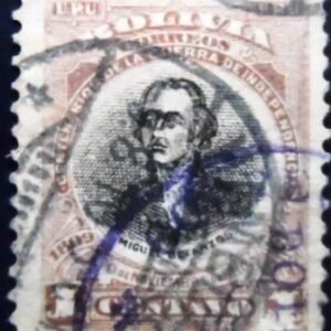 Selo postal da Bolívia de 1909 Miguel Betanzos U