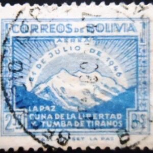 Selo postal da Bolívia de 1947 Mt. Illimani 2.50 U
