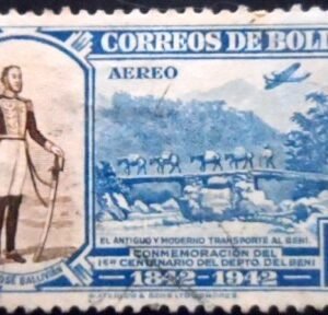 Selo postal da Bolívia de 1943 General Jose Ballivian 5 U