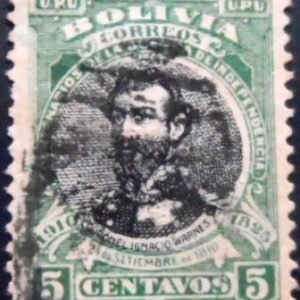 Selo postal da Bolívia de 1910 José Ignacio Warnes 5 U