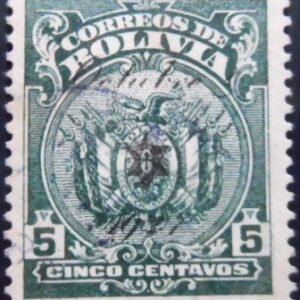Selo postal da Bolívia de 1928 Coat of Arms 5 U
