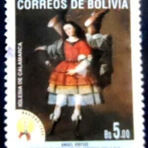 Selo postal da Bolívia de 2000 Angel of virtue Painting of the "Master of Calamarca" U