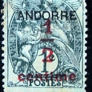 Selo postal de Andorra Francesa de 1931 Overprint ½ N