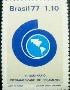 Selo postal do Brasil de 1977 Seminário de Orçamento M