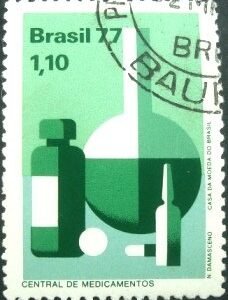 Selo postal do Brasil de 1977 Central de Medicamentos M1D