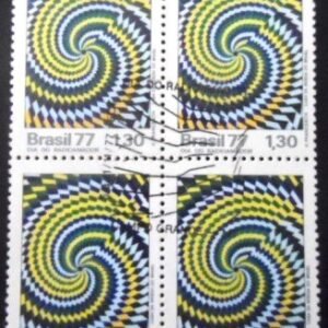Quadra de selos postais do Brasil 1977 Radioamador MCC QD MS