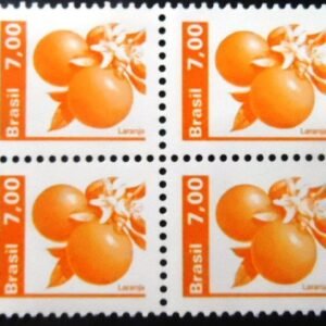 Quadra de selos postais do Brasil de 1981 Laranja M QD
